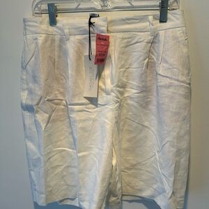 White linen shorts